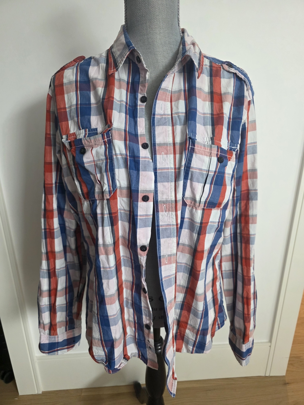 Paper Denim & Cloth Red Blue White Plaid Button-Down Shirt